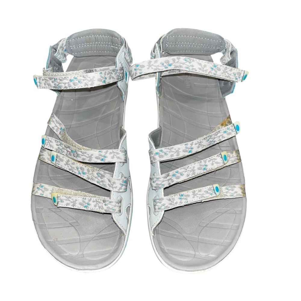 LL Bean Women’s Sandals Hook & Loop Strap Teal Blue Gray size 8 like new
